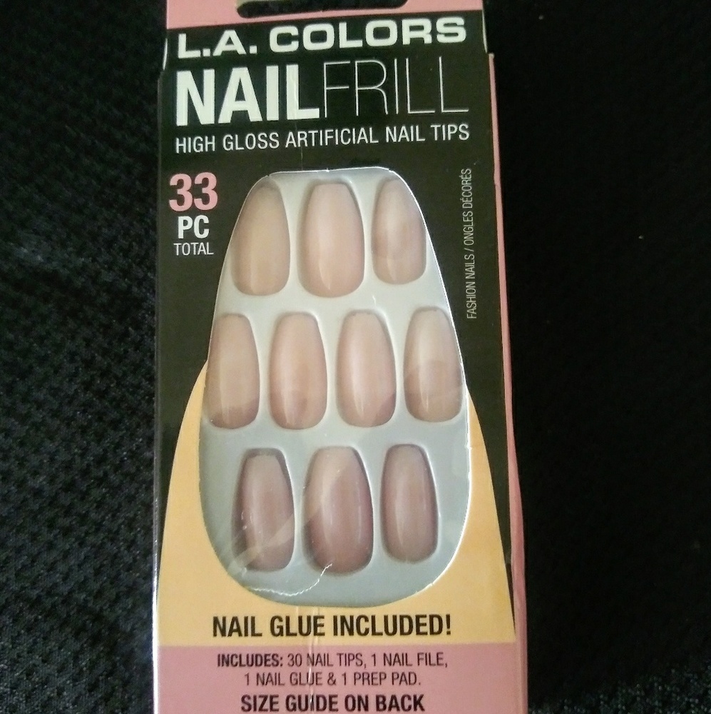 Nude pink glue on nails